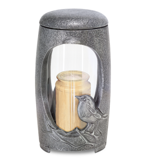 Aluminium lantaarn met vogel
