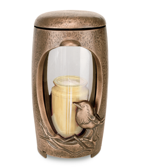 bronzen lantaarn met vogel