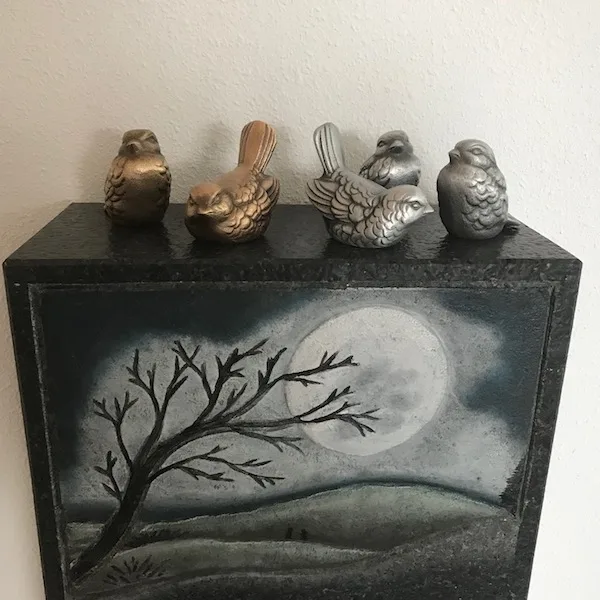 Aluminium en brons vogeltjes
